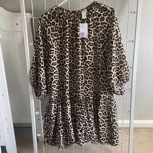NWT H&M Leopard Print Balloon-Sleeved Dress